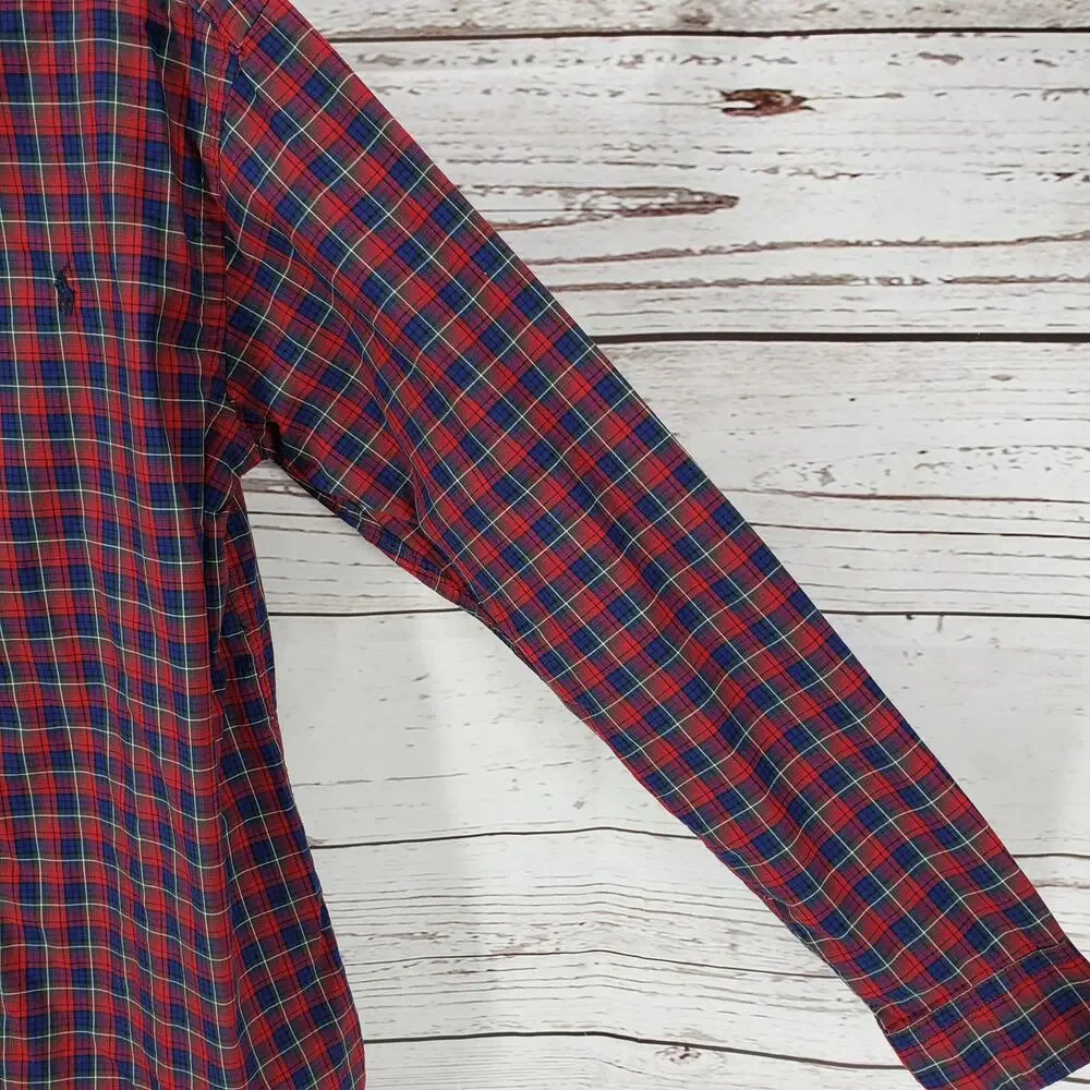 Ralph Lauren Boys Multicolor 100%Cotton Plaid Long Sleeve Shirt Size XL